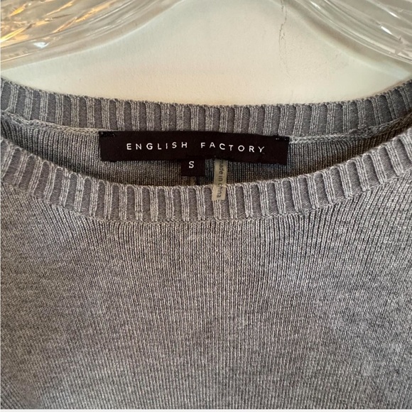 English Factory Gray Crew Neck Sweater with side and back slits size small - Picture 2 of 6
